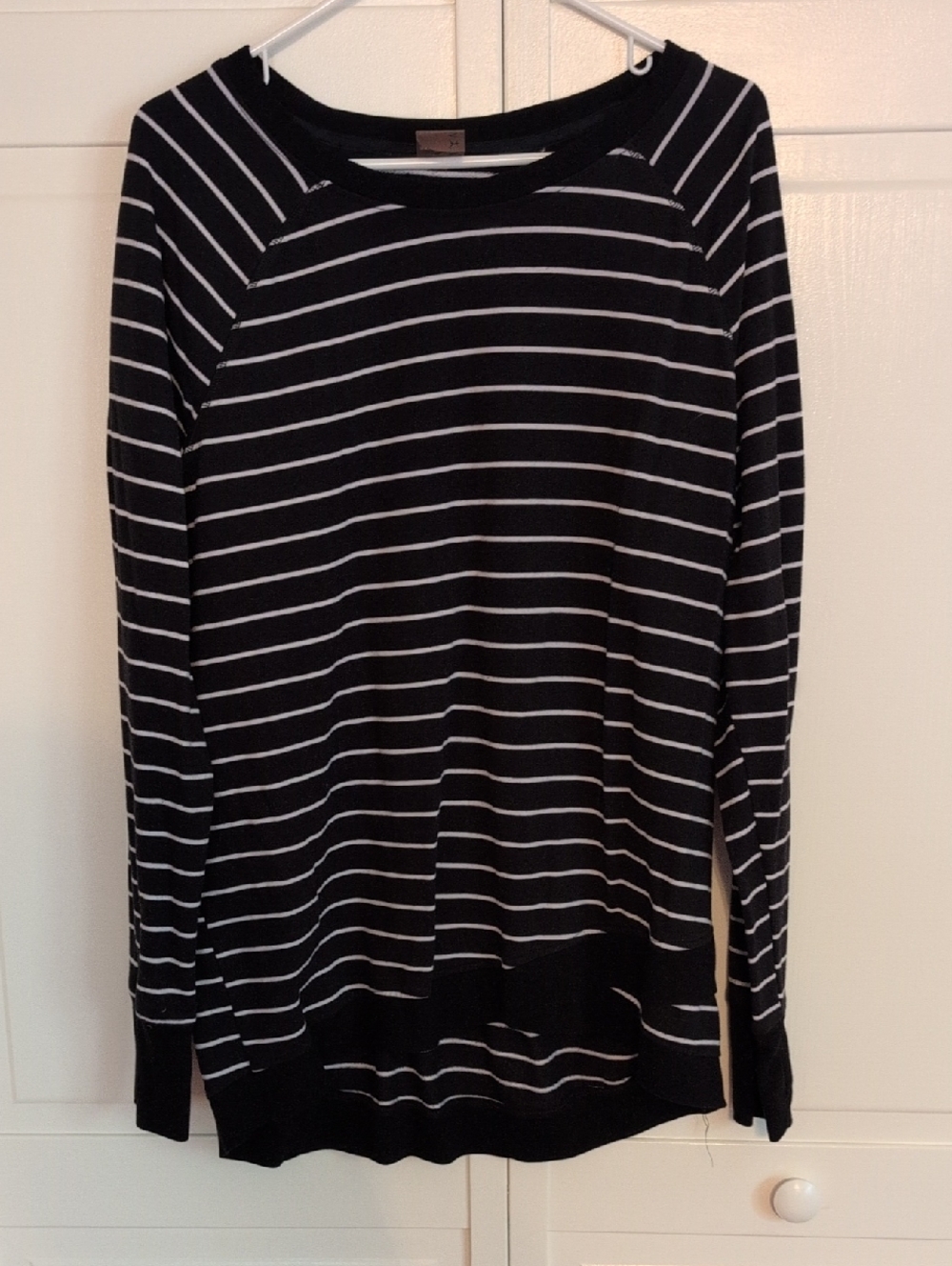 Danskin Black & White Striped Long Sleeve Shirt